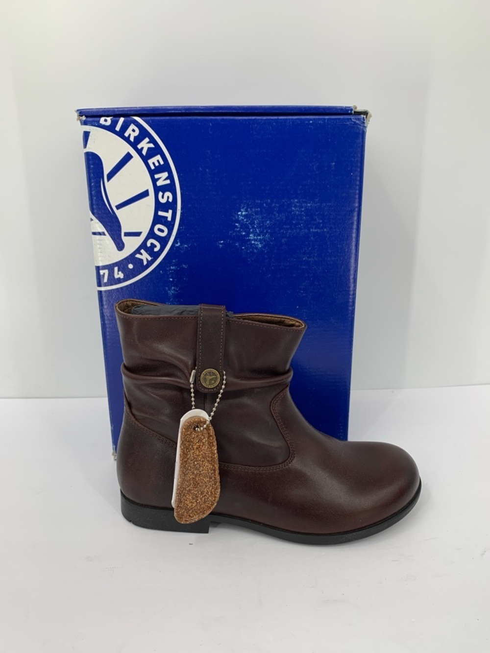 Birkenstock Sarnia leather boots Espresso brown slouchy ankle side zip new 36 5